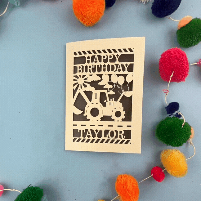 Papercut 1st Birthday Card - Digger Design