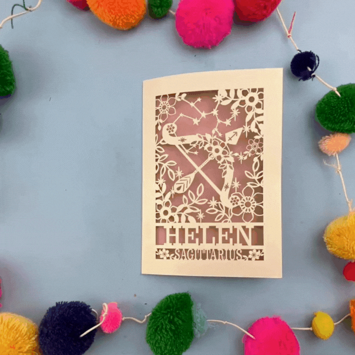 Personalised Sagittarius Papercut Birthday Card