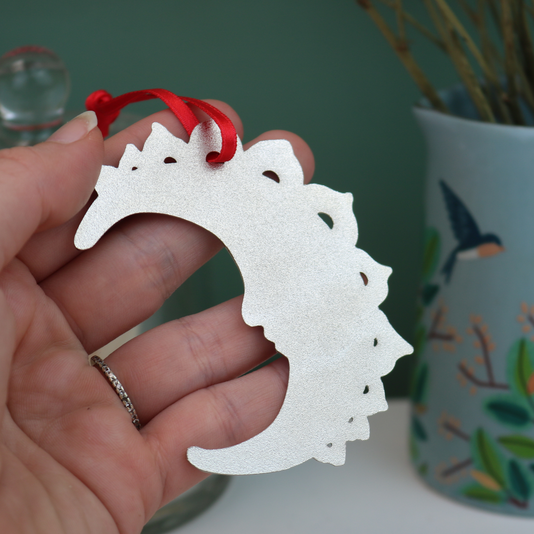 Reverse of the crescent moon decoration