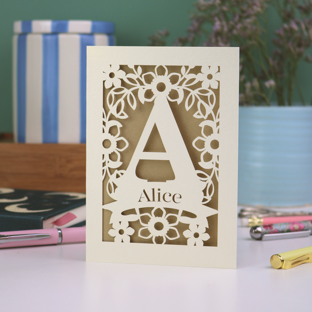 Personalised Papercut Initial Name Card