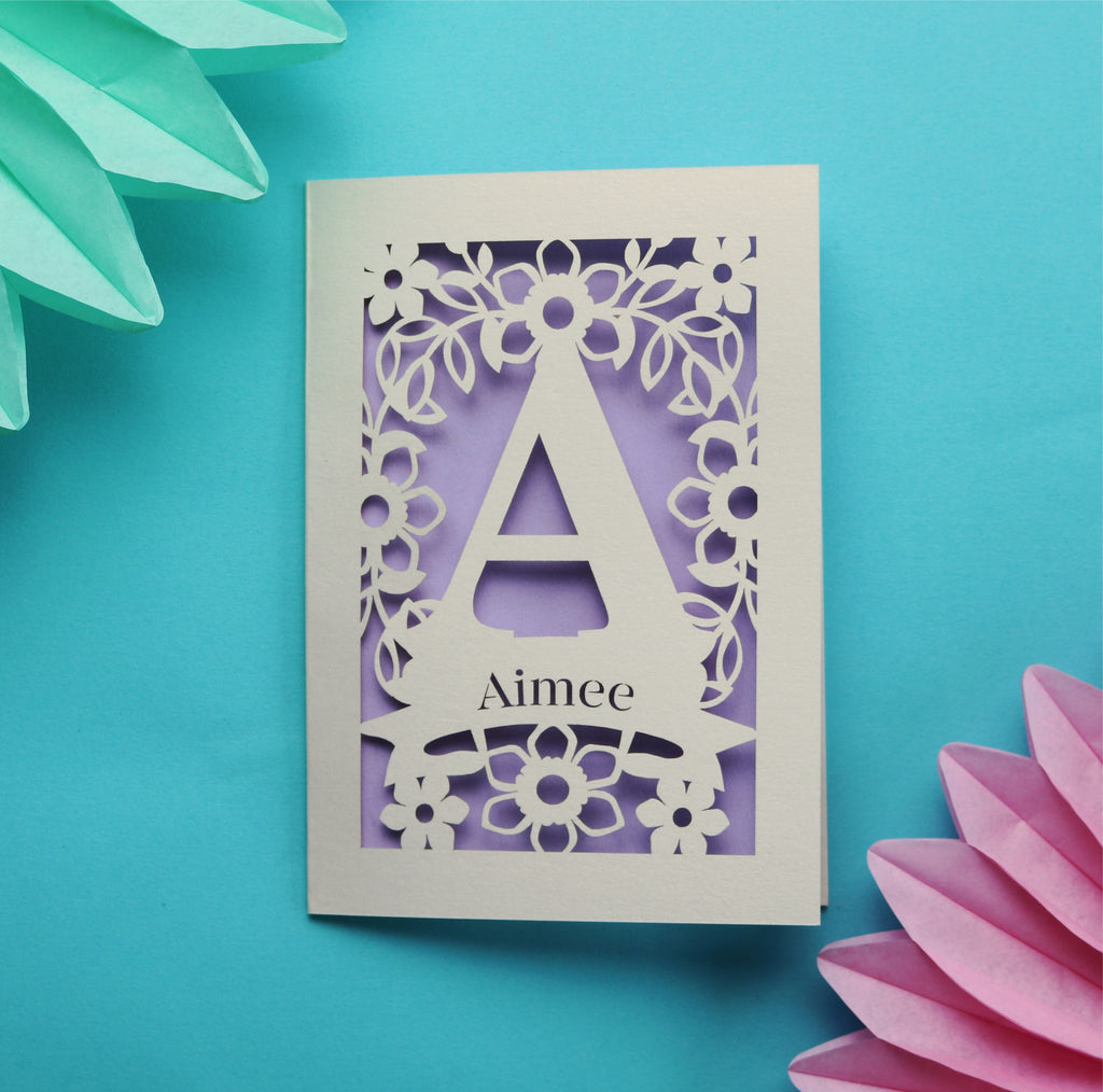 Personalised Papercut Initial Name Card