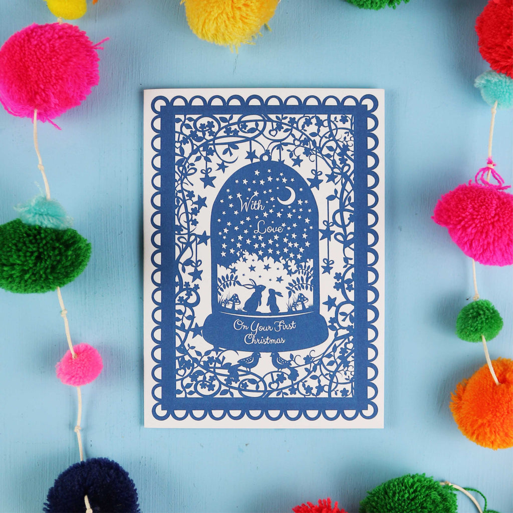 Baby's First Christmas Card - Printed Snow Globe Single or Pack of 6