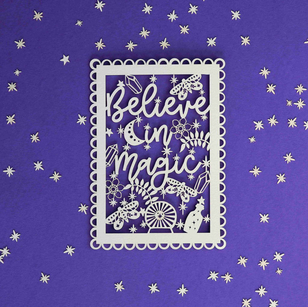 Believe in Magic Papercut Quote Postcard