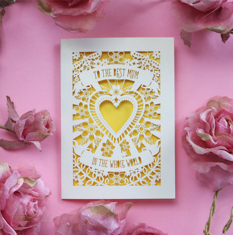 A mothers day card for the best mum in the world - A6 (small) / Sunshine Yellow