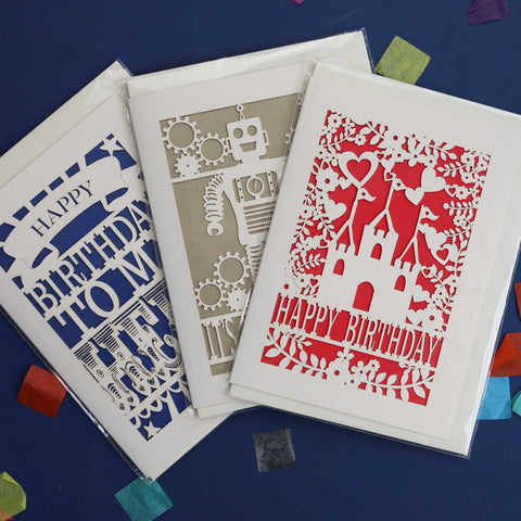 Bundle of 10 Assorted A6 Papercut Birthday Cards - 