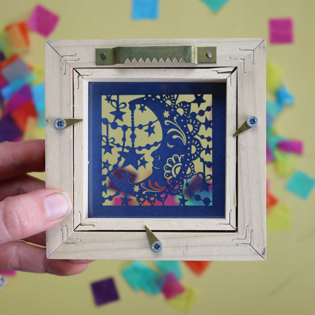 Small Square Framed Blue Moon Papercut