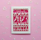 Personalised Papercut Born In Birthday Card