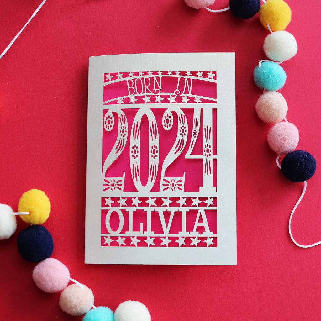 "Born in 2024" personalised laser cut card
