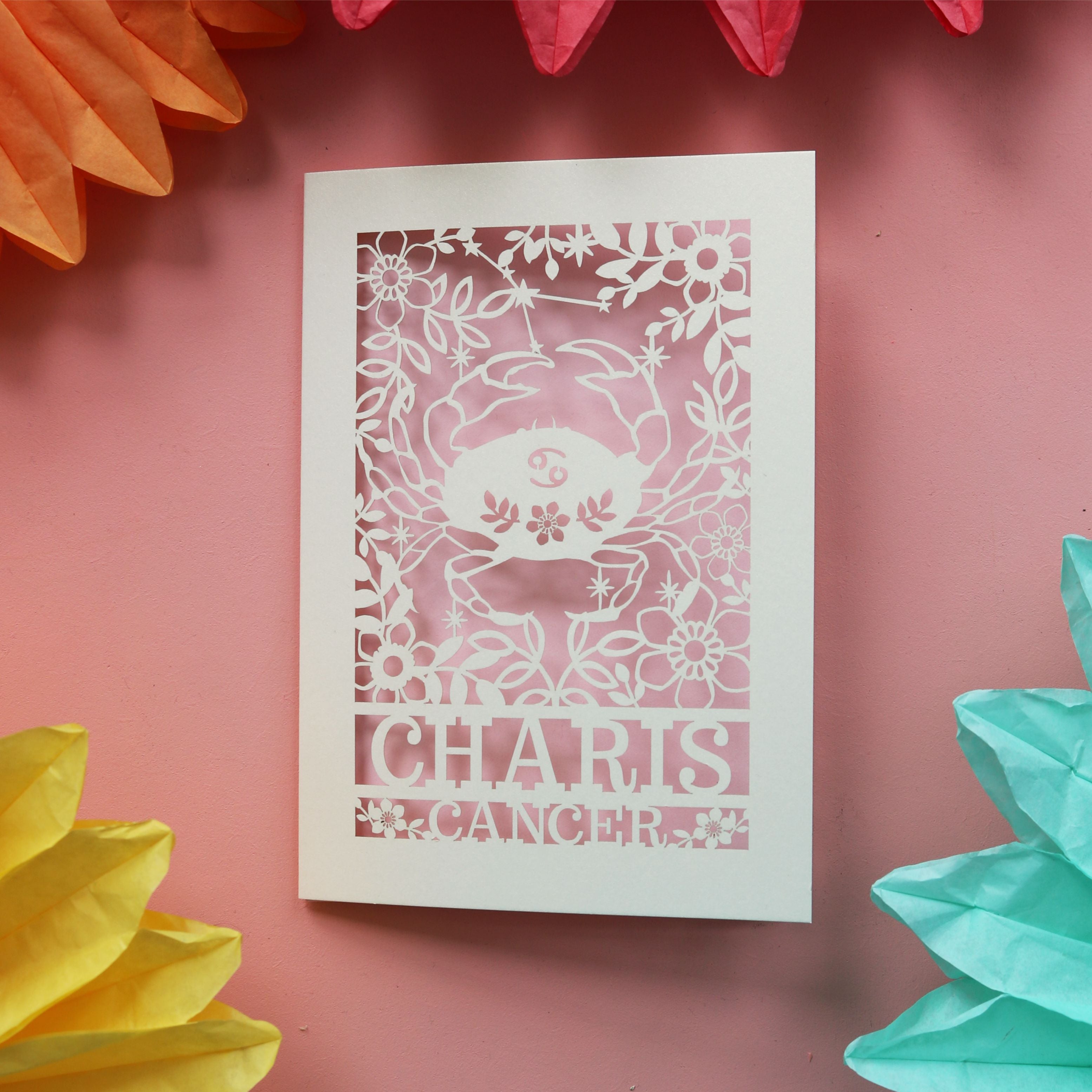 A unique personalised birthday card for Cancer zodiac signs