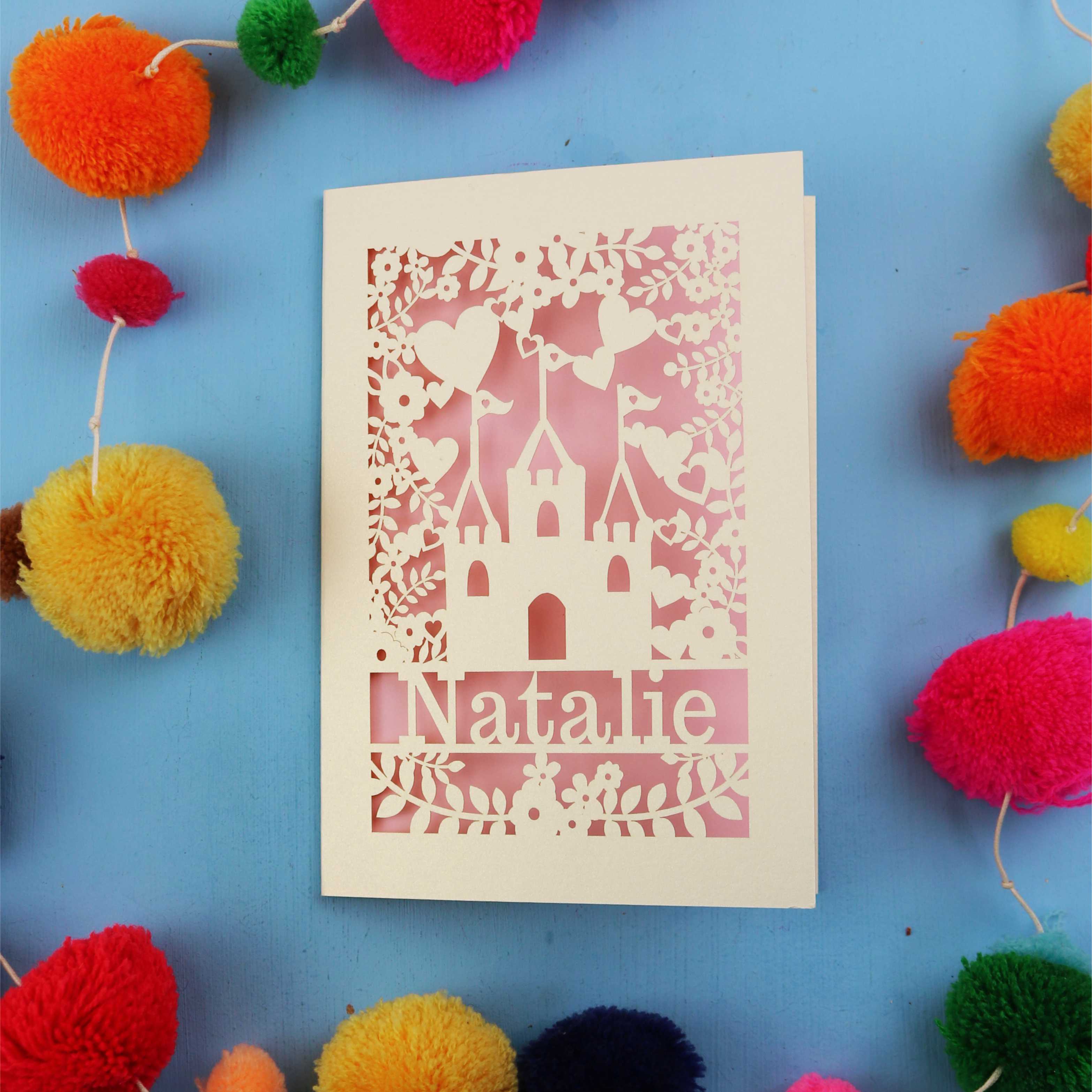 Castle Laser Cut Personalised Birthday Card - No Age