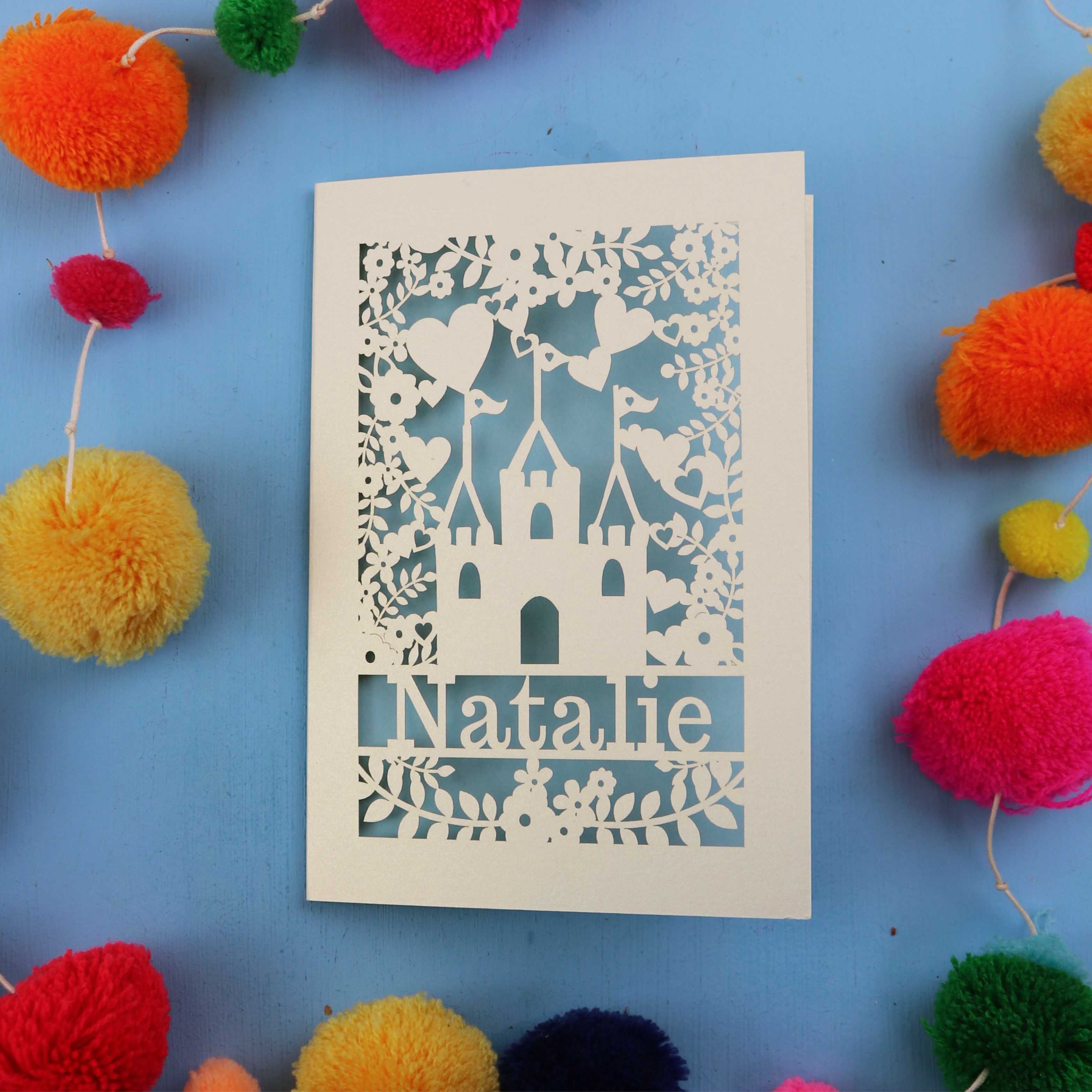 Castle Laser Cut Personalised Birthday Card - No Age
