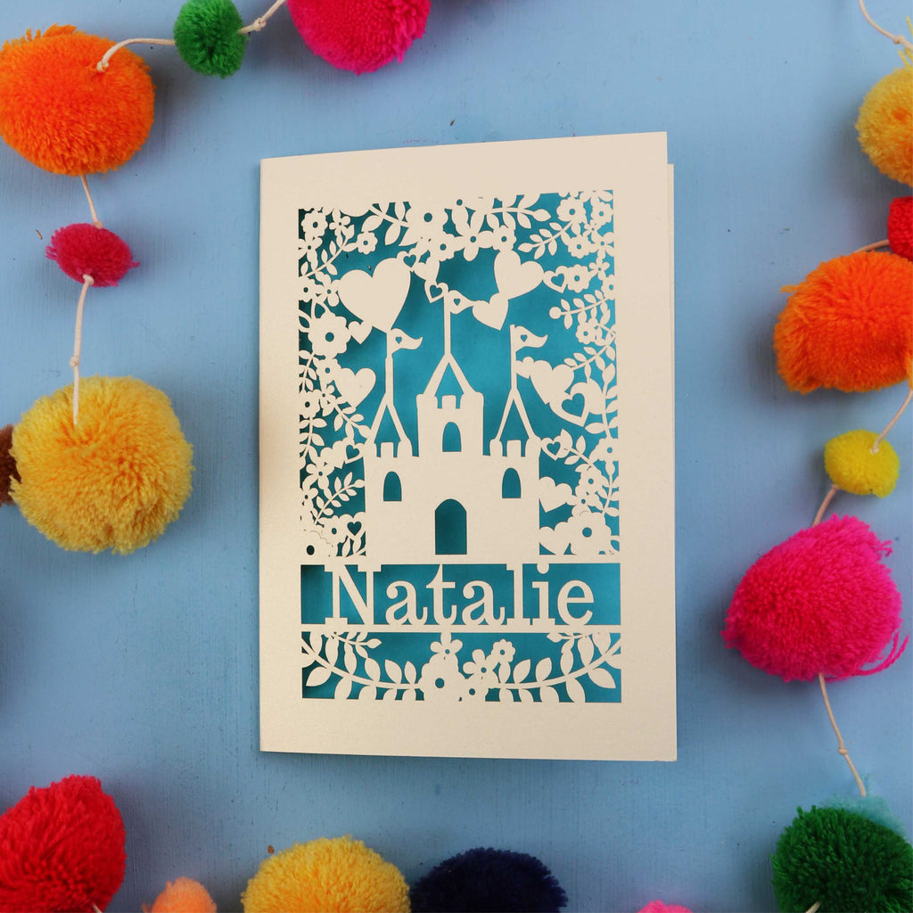 Castle Laser Cut Personalised Birthday Card - No Age