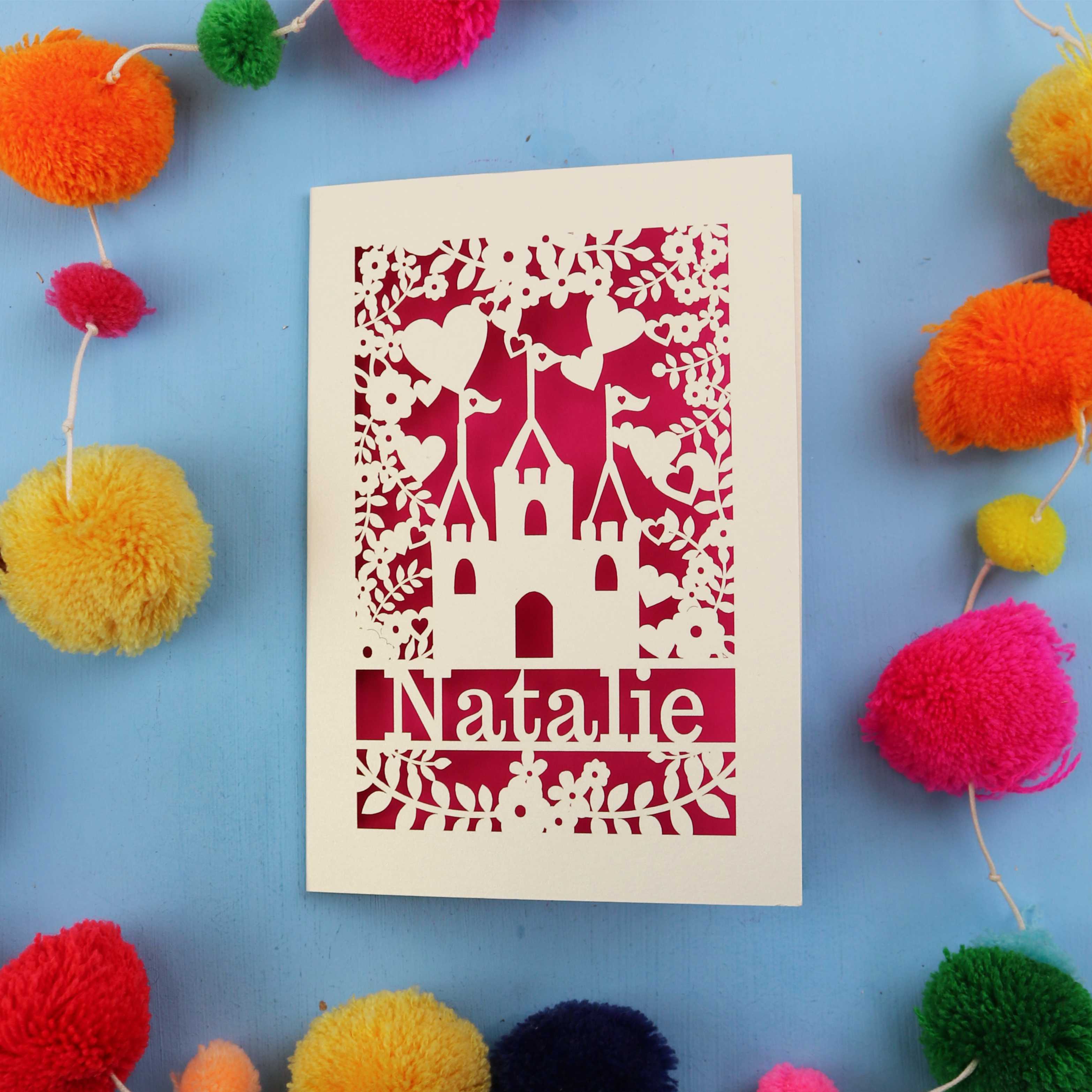 Castle Laser Cut Personalised Birthday Card - No Age