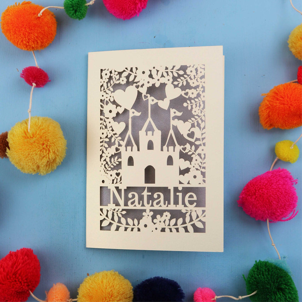 Castle Laser Cut Personalised Birthday Card - No Age