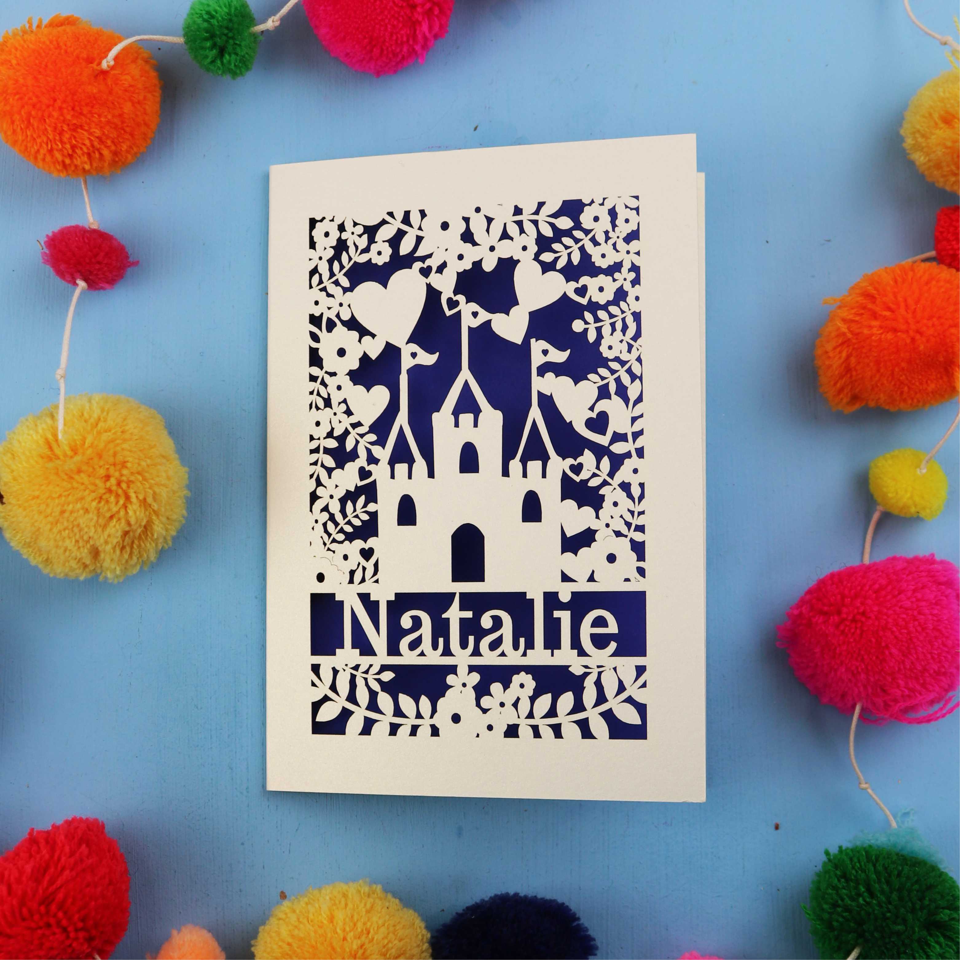 Castle Laser Cut Personalised Birthday Card - No Age