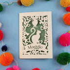 Personalised Papercut Cat Birthday Card - No Age