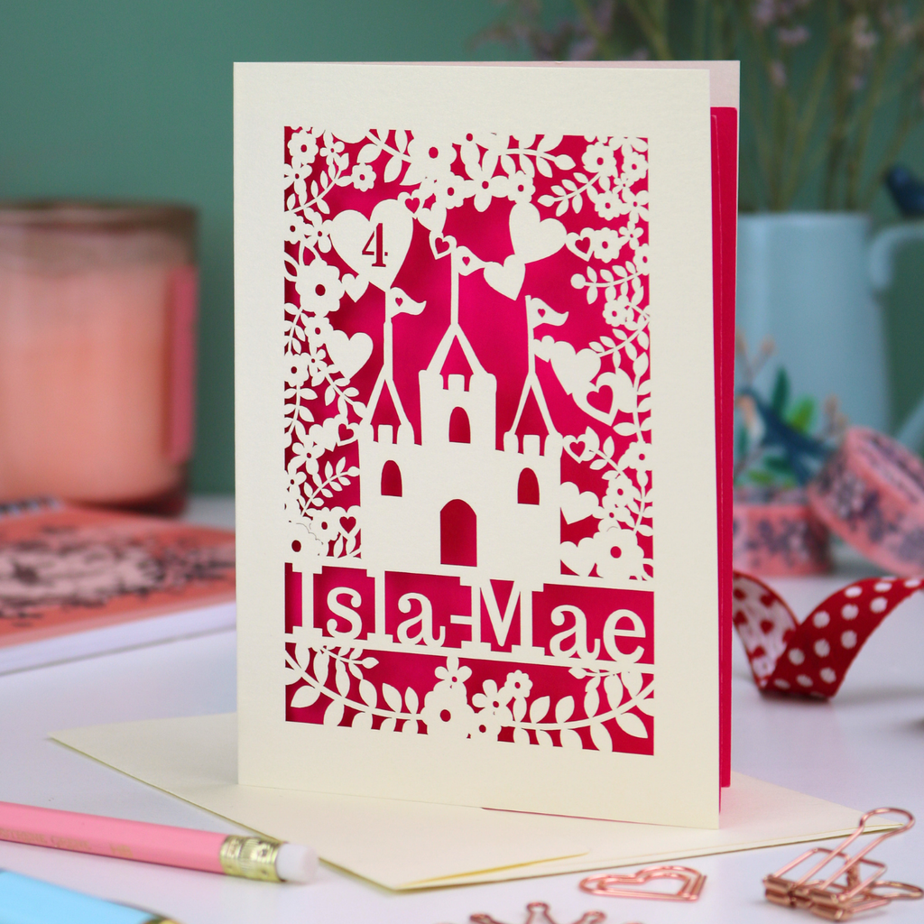 Castle Laser Cut Personalised Birthday Card