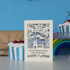 Cream and silver personalised Christening card.