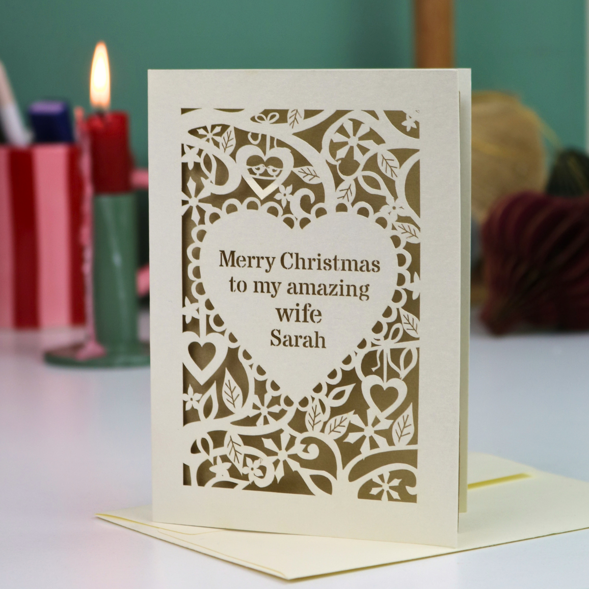 'Merry Christmas To My Amazing Wife' Personalised Christmas Card