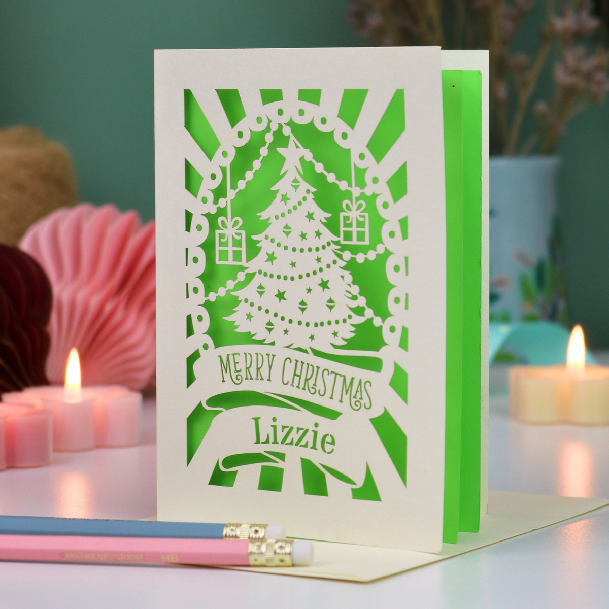 Unique Christmas Card – Personalised Papercut Christmas Tree Design