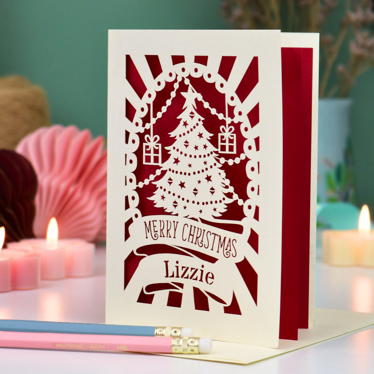Unique Christmas Card – Personalised Papercut Christmas Tree Design