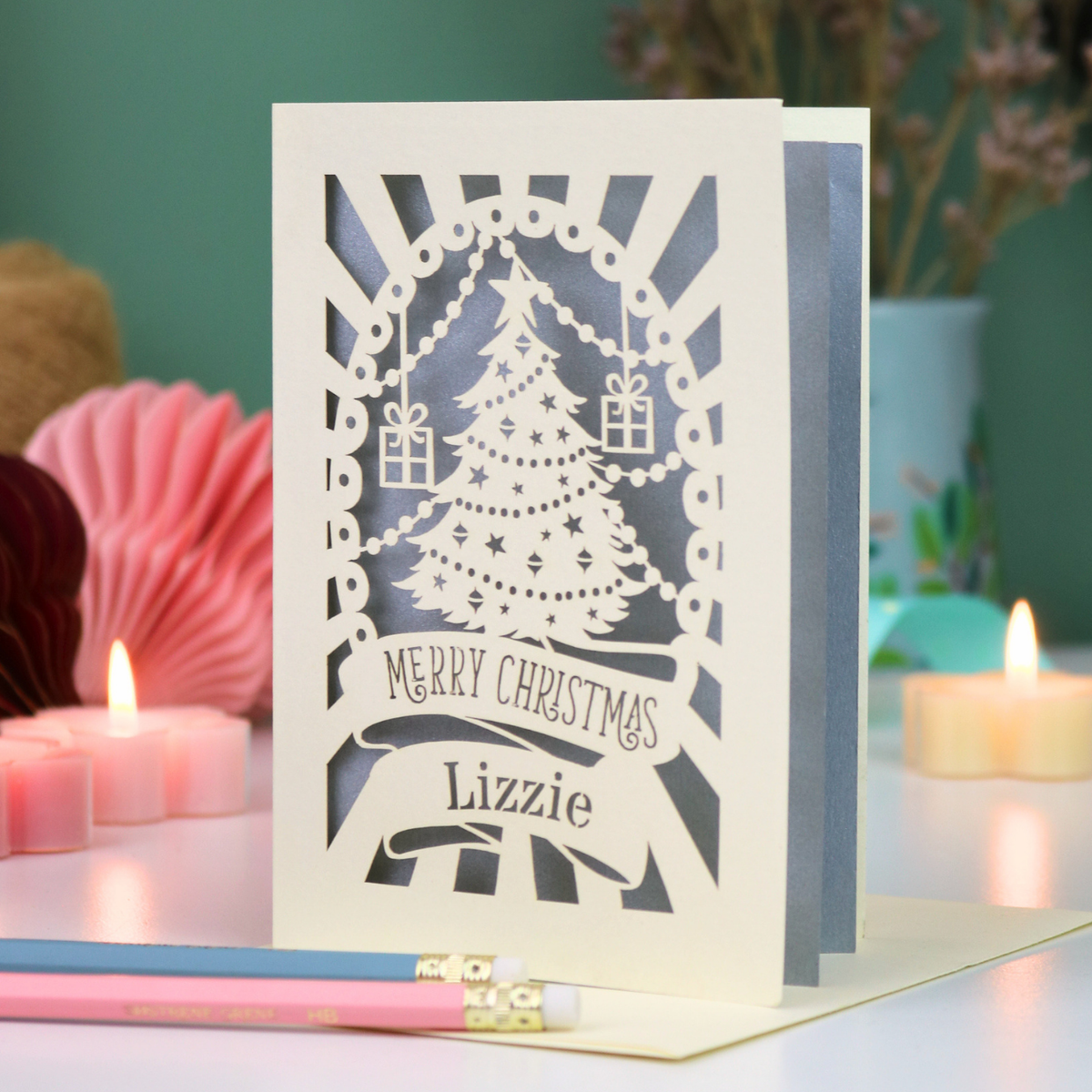 Unique Christmas Card – Personalised Papercut Christmas Tree Design