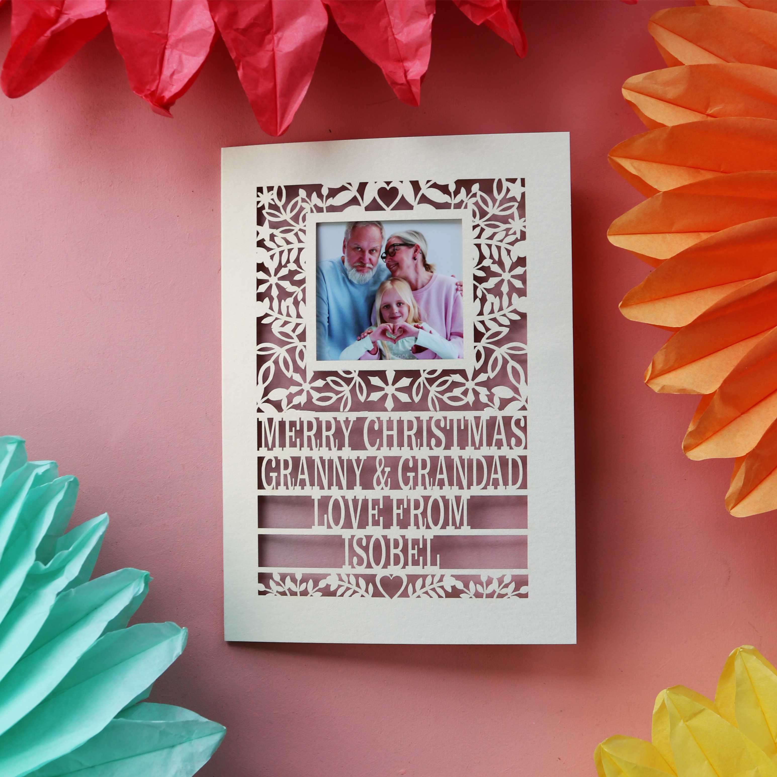 A personalised keepsake Christmas card with a photo
