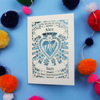 Civil Partnership Card - Personalised Laser Cut Sacred Heart Card