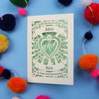 Civil Partnership Card - Personalised Laser Cut Sacred Heart Card