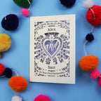 Civil Partnership Card - Personalised Laser Cut Sacred Heart Card