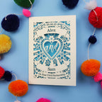 Civil Partnership Card - Personalised Laser Cut Sacred Heart Card