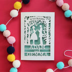 A cream and sage engagement card, laser cut and personalised