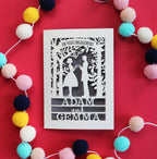 Personalised laser cut engagement cards with a couple making heart shapes with their hands.