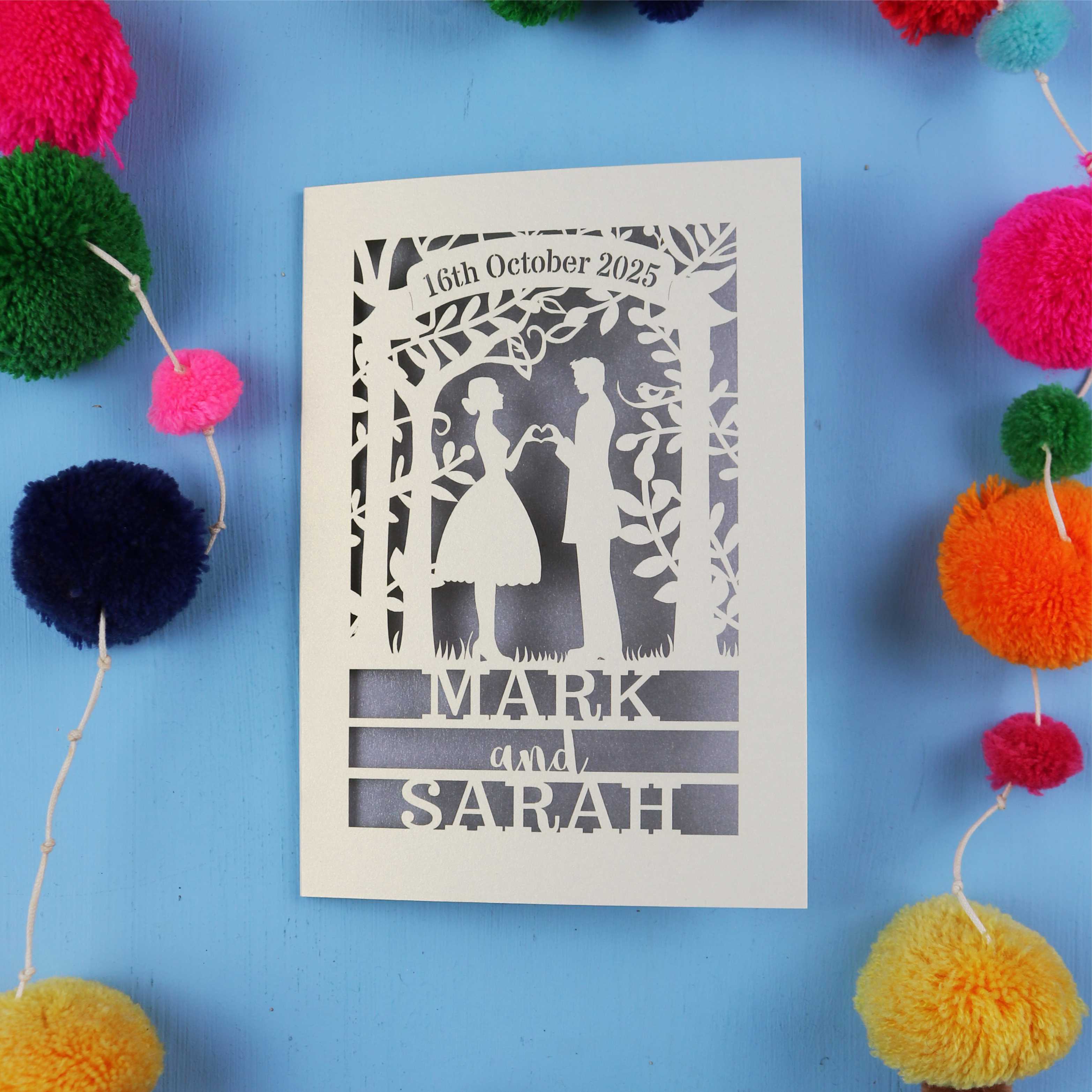 Personalised Couple Wedding Laser Cut Card