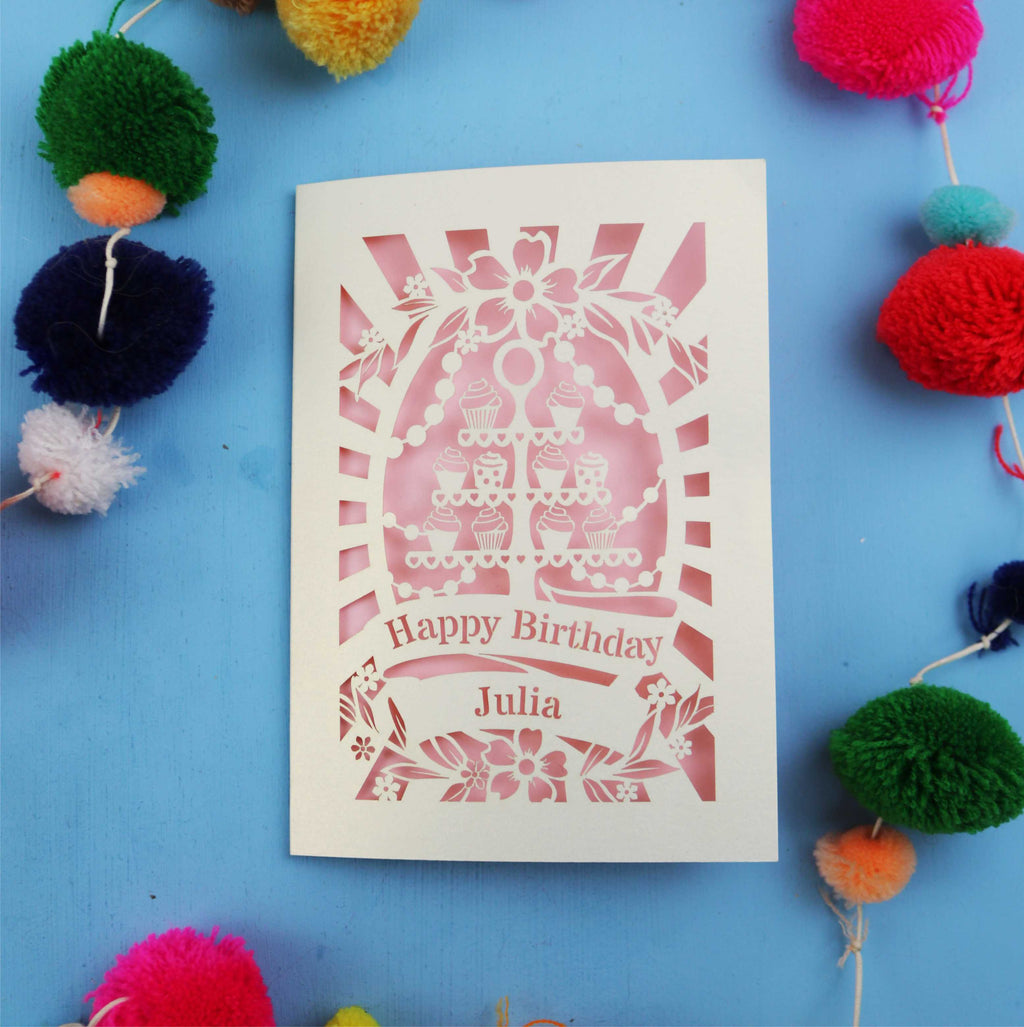 Personalised Birthday Card – Cupcake Stand Design - No Age