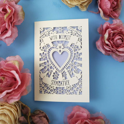 A special laser cut sympathy card made in the UK
 - A6 / Lilac