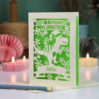 Personalised Papercut Dinosaur Christmas Card