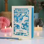 Personalised Papercut Dinosaur Christmas Card
