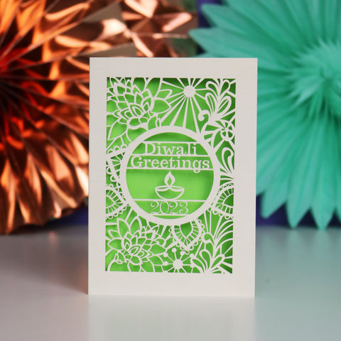 Papercut Diwali 2023 Card - A6 (small) / Bright Green
