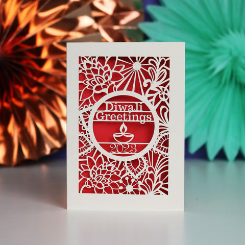 Papercut Diwali 2023 Card - A6 (small) / Bright Red