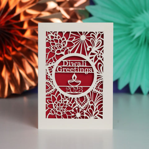 Papercut Diwali 2023 Card - A6 (small) / Dark Red