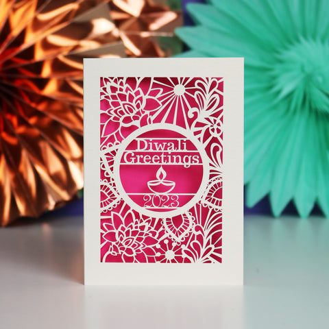 Papercut Diwali 2023 Card - A6 (small) / Shocking Pink