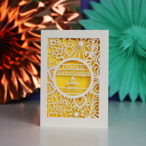Papercut Diwali 2023 Card - A6 (small) / Sunshine Yellow