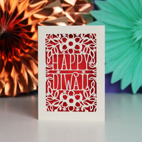 Papercut Diwali Card - A6 (small) / Bright Red
