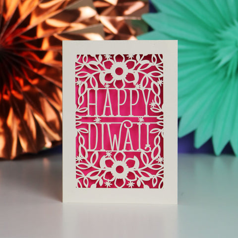 Papercut Diwali Card - A6 (small) / Shocking Pink