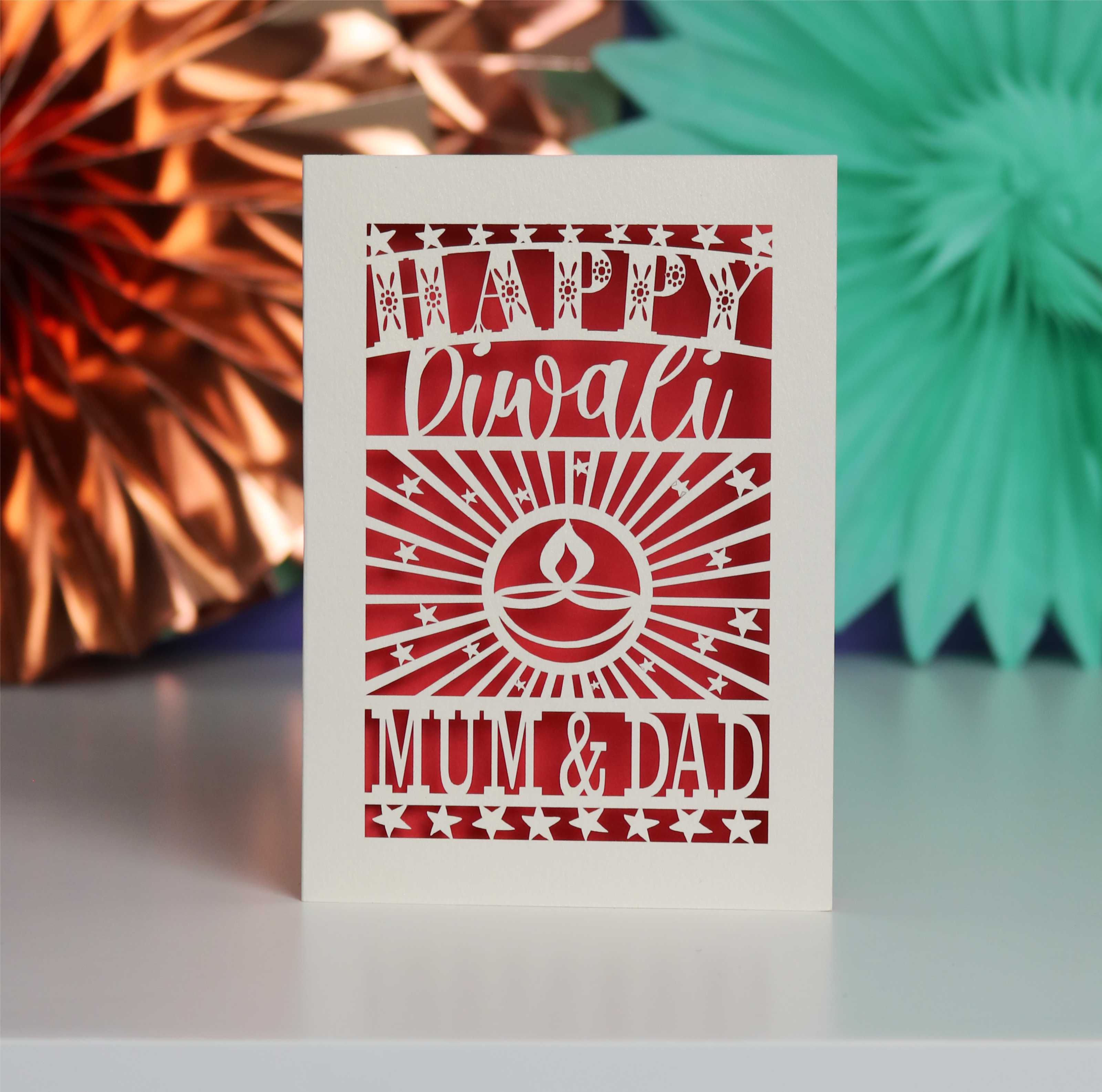 Personalised Papercut Diwali Stars Card