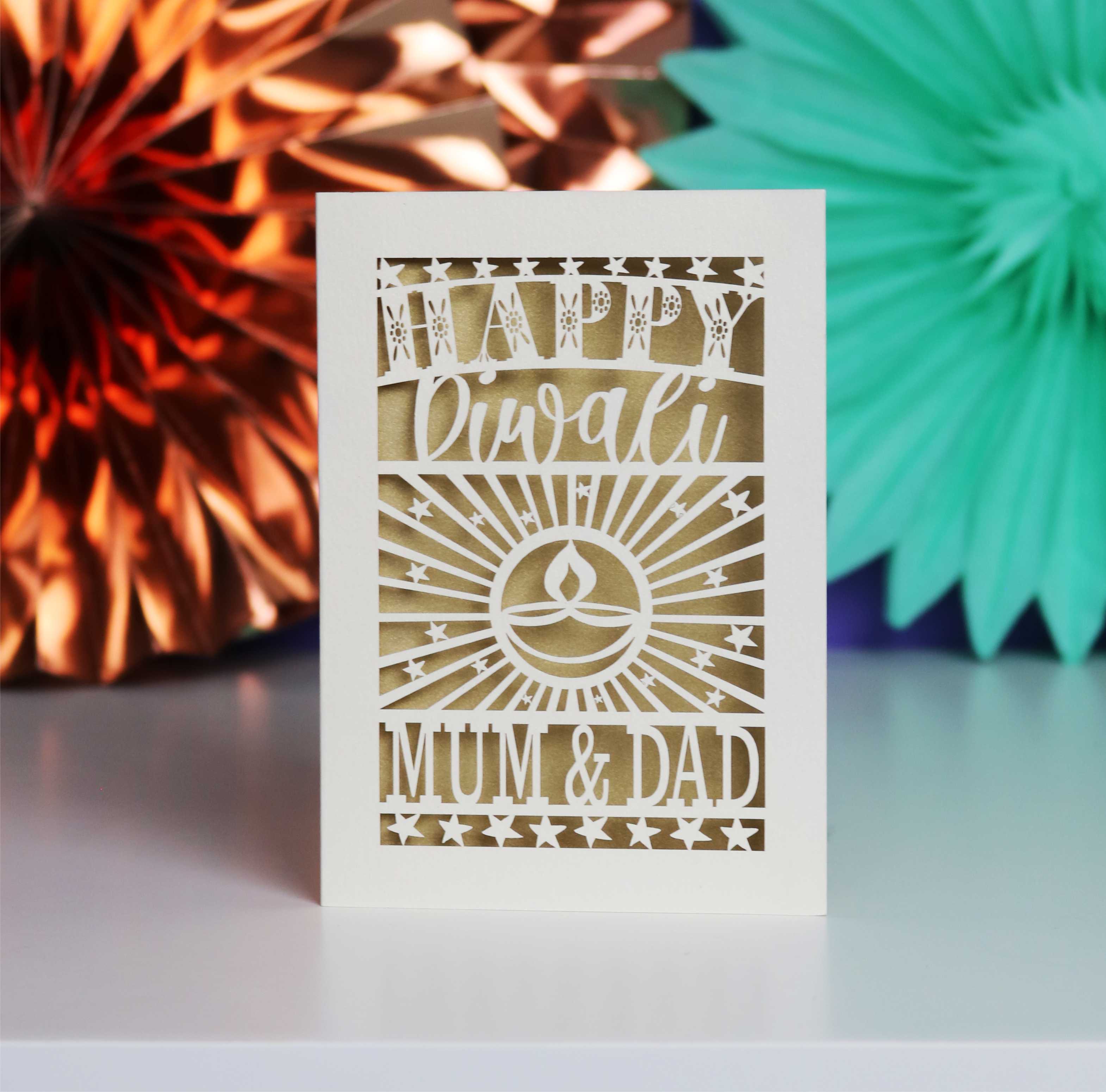 Personalised Papercut Diwali Stars Card