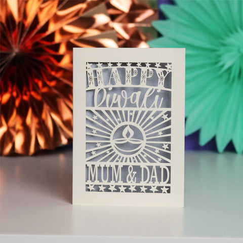 Personalised Papercut Diwali Stars Card - Silver / A6 (small)