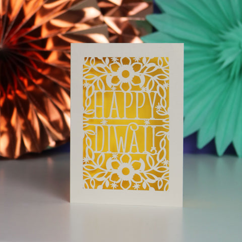 Papercut Diwali Card - A6 (small) / Sunshine Yellow