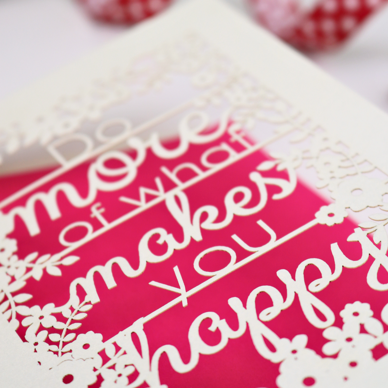 Laser cut Motivational card with text 'Do pink background
